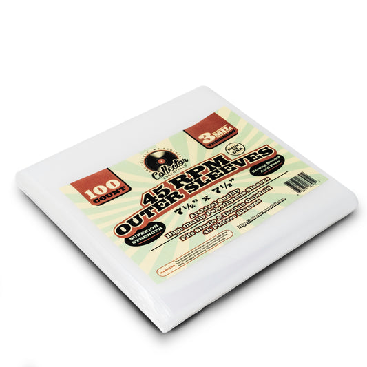 100-Pack 45 RPM Vinyl Record Outer Sleeves - Clear, 3 Mil Thick Polyethylene Small 7" Inch Protective Storage Bags