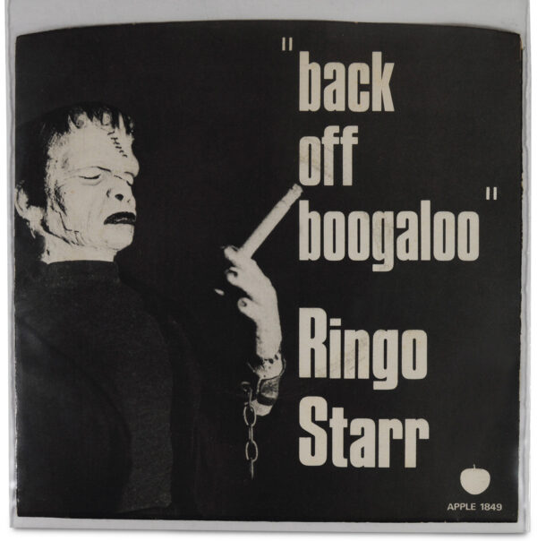 Ringo Starr Back Off Boogaloo 45 RPM picture sleeve stored in a clear polyethylene outer sleeve for protection