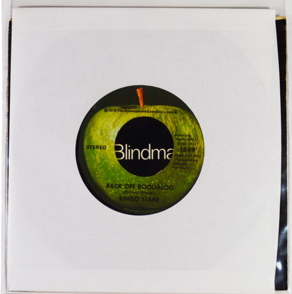Ringo Starr 45 RPM record and picture sleeve stored separately inside polyethylene sleeve to prevent seam splits and ringwear