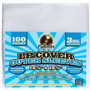 Collector Essentials LP vinyl record outer sleeves, 12 5/8 x 12 5/8 in, 3 mil polyethylene, 100 pack